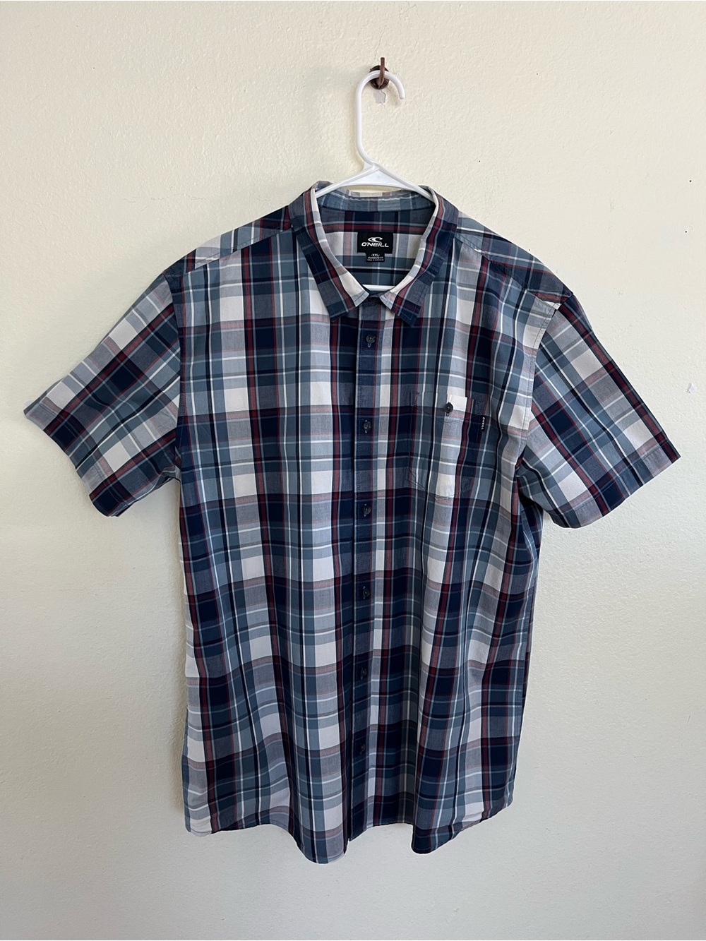O’Neill Kensington Dust Blue Plaid Short Sleeve Button Up Shirt Size XXL